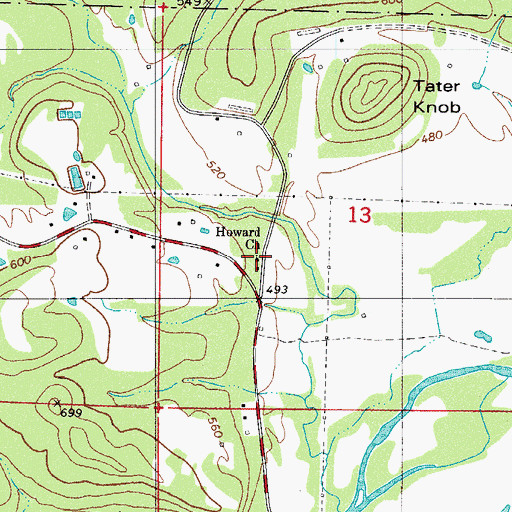 Topographic Map of Howard School, AR