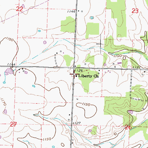 Topographic Map of Liberty Church, MO