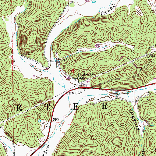 Topographic Map of Liberty Church, MO