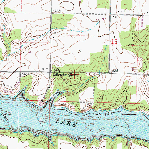 Topographic Map of Liberty Church, MO