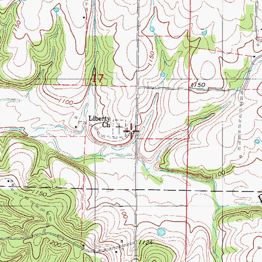 Topographic Map of Liberty Church, MO