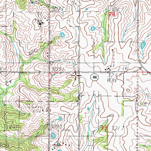 Topographic Map of Liberty Church, MO