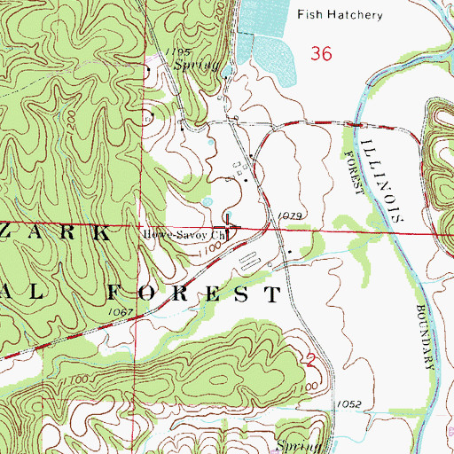 Topographic Map of Howe-Savoy Church, AR