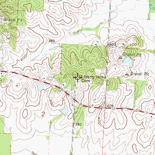 Topographic Map of Liberty Hill Cemetery, MO