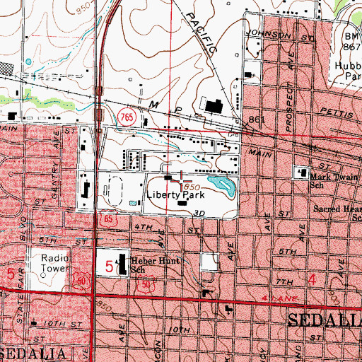 Topographic Map of Liberty Park, MO