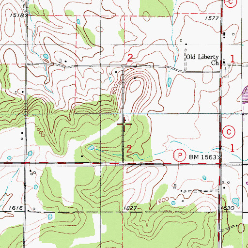 Topographic Map of Liberty School, MO