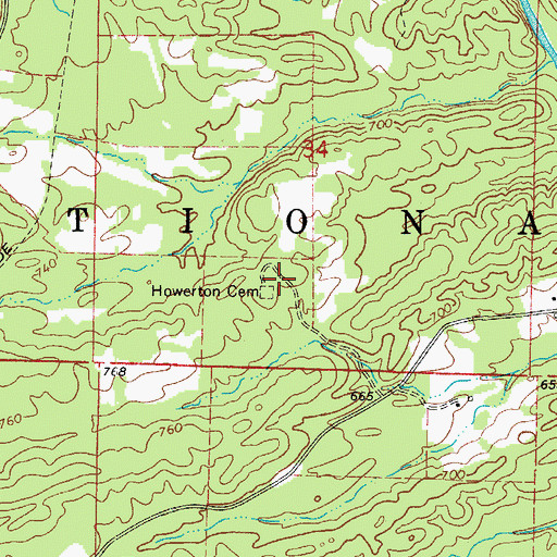 Topographic Map of Howerton Cemetery, AR