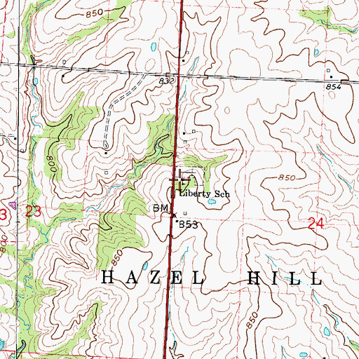Topographic Map of Liberty School (historical), MO