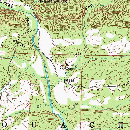 Topographic Map of Howton Cemetery, AR