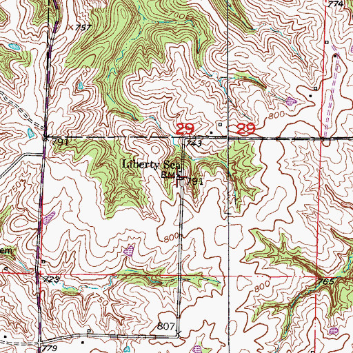 Topographic Map of Liberty School (historical), MO