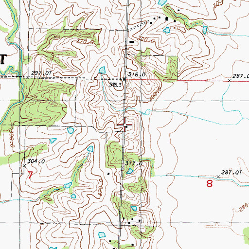 Topographic Map of Liberty School, MO