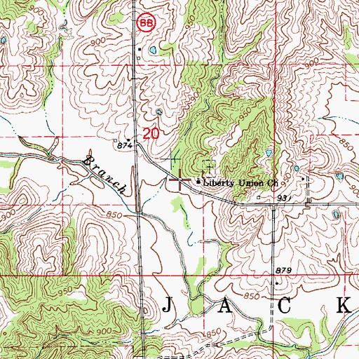 Topographic Map of Liberty Union Church, MO