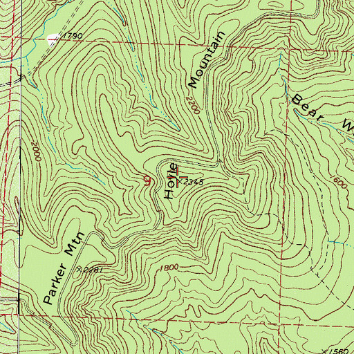Topographic Map of Hoyle Mountain, AR
