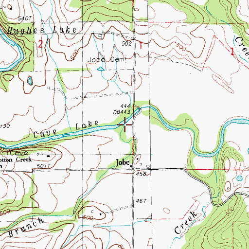 Topographic Map of Lick Branch, MO