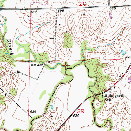 Topographic Map of Lick Branch, MO