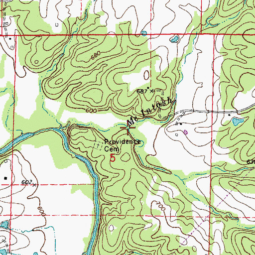 Topographic Map of Lick Branch, MO