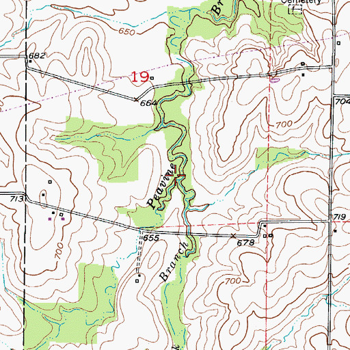 Topographic Map of Lick Branch, MO