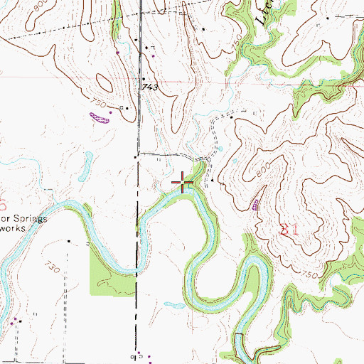 Topographic Map of Lick Creek, MO