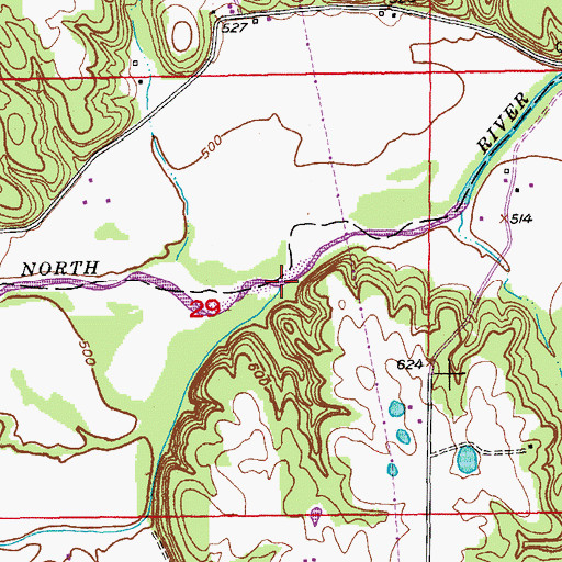 Topographic Map of Lick Creek, MO