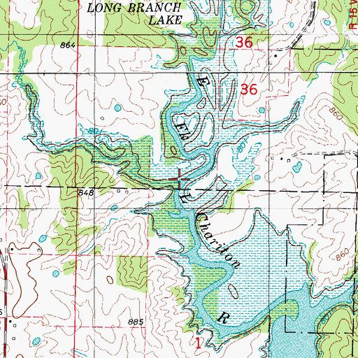 Topographic Map of Lick Creek, MO