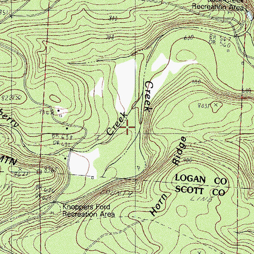 Topographic Map of Huckleberry Creek, AR