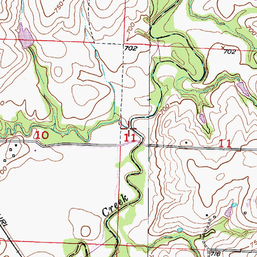Topographic Map of Lick Fork, MO