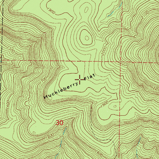 Topographic Map of Huckleberry Flat, AR