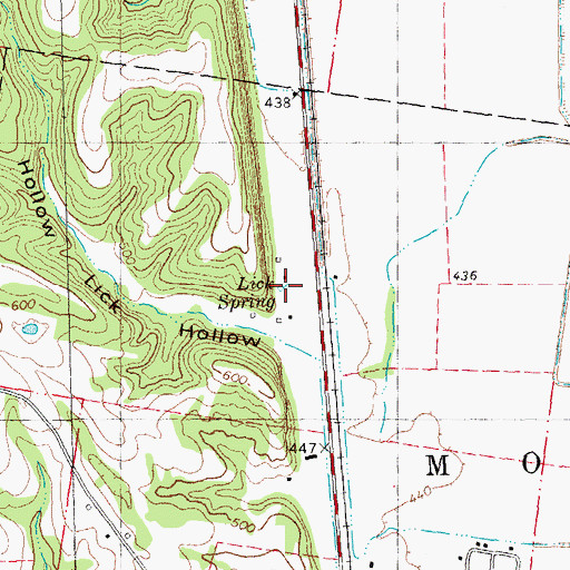Topographic Map of Lick Spring, MO