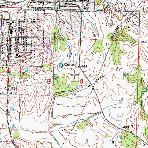 Topographic Map of Lightner Cemetery, MO