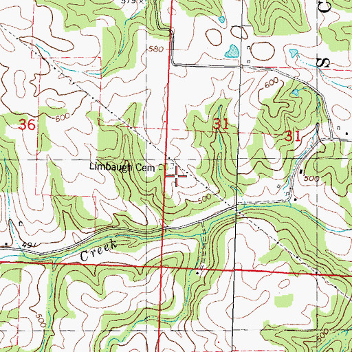 Topographic Map of Limbaugh Cemetery, MO