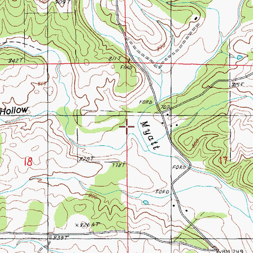 Topographic Map of Lime Kiln Hollow, MO