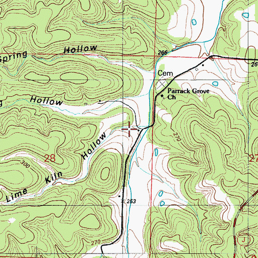 Topographic Map of Lime Kiln Hollow, MO