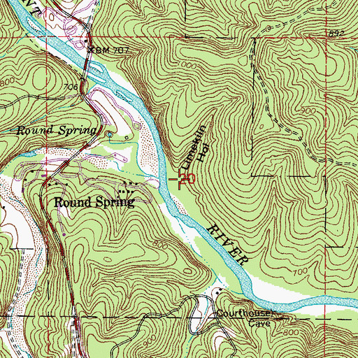 Topographic Map of Limekiln Hollow, MO