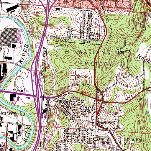 Topographic Map of Lincoln Cemetery, MO