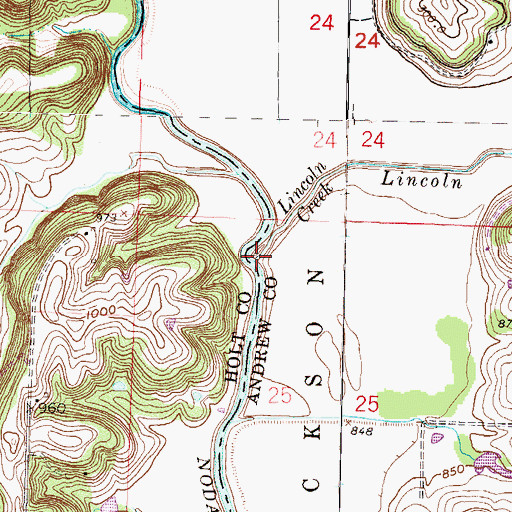 Topographic Map of Lincoln Creek, MO