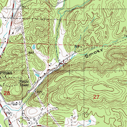 Topographic Map of Huddleston Creek, AR