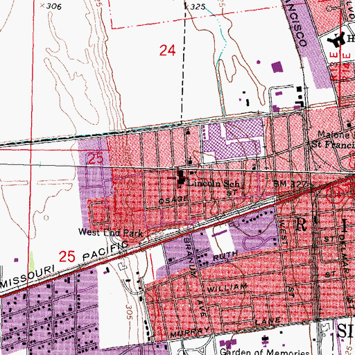 Topographic Map of Lincoln School, MO