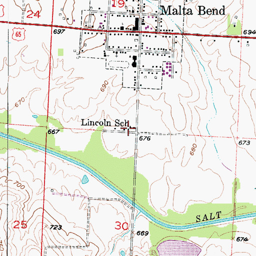 Topographic Map of Lincoln School (historical), MO