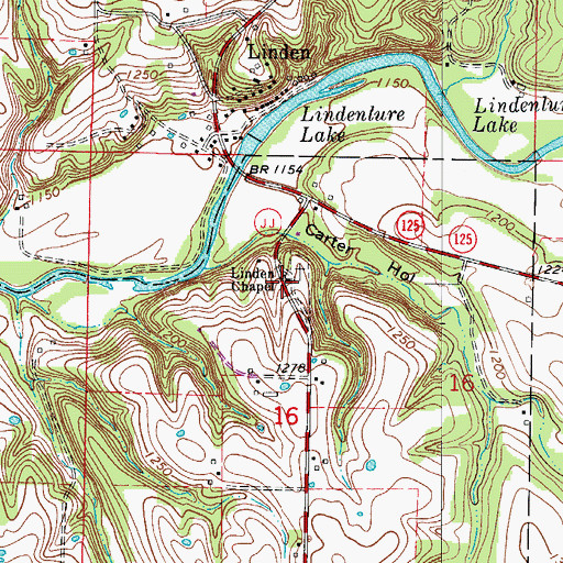 Topographic Map of Linden Chapel, MO