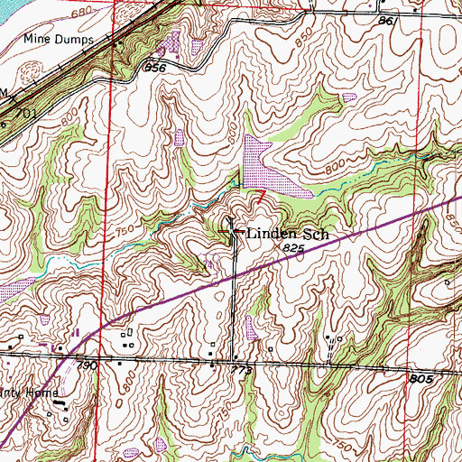 Topographic Map of Linden School (historical), MO