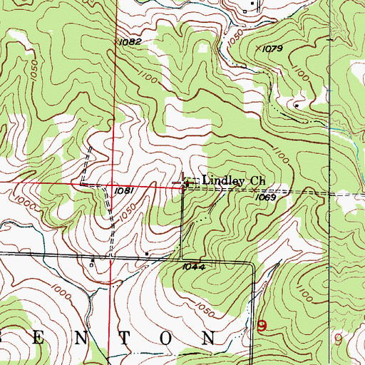 Topographic Map of Lindley Church, MO