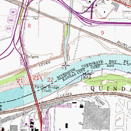 Topographic Map of Line Creek, MO