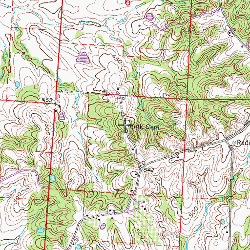 Topographic Map of Link Cemetery, MO