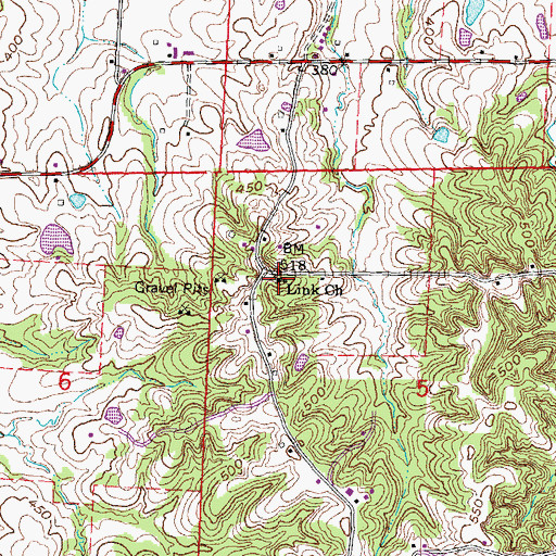 Topographic Map of Link Church, MO