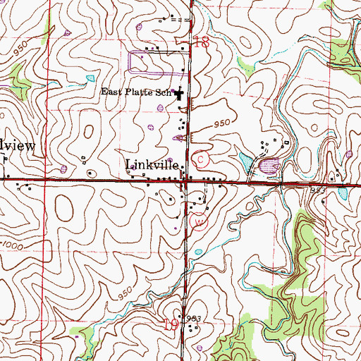 Topographic Map of Linkville, MO