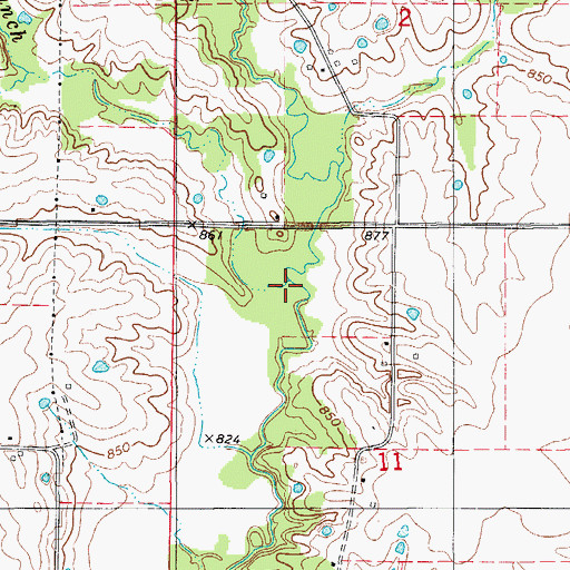 Topographic Map of Linn Branch, MO