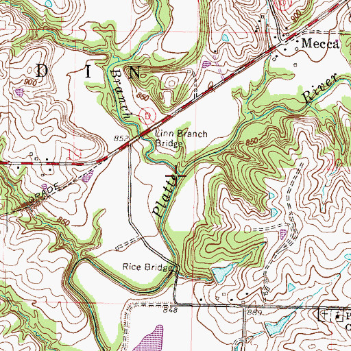 Topographic Map of Linn Branch, MO