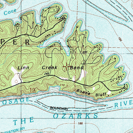 Topographic Map of Linn Creek Bend, MO
