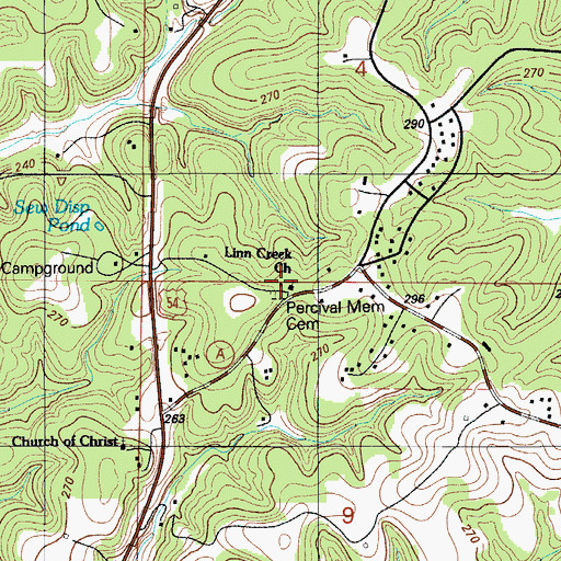 Topographic Map of Linn Creek Church, MO