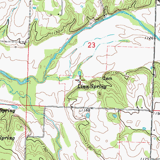 Topographic Map of Linn Spring, MO